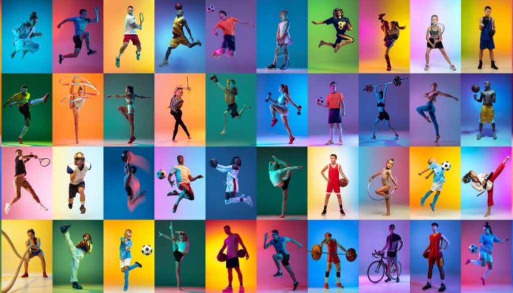 Soccer,Football,,Cycling,,Tennis,Athletics.,Group,Of,Professional,Sportsmen,And